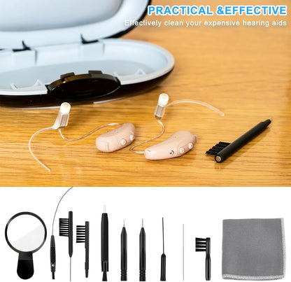 13-Piece Hearing Aid Cleaning Kit with Brushes, Screwdriver & Case