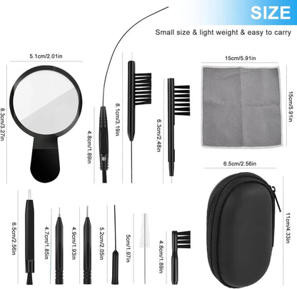 13-Piece Hearing Aid Cleaning Kit with Brushes, Screwdriver & Case